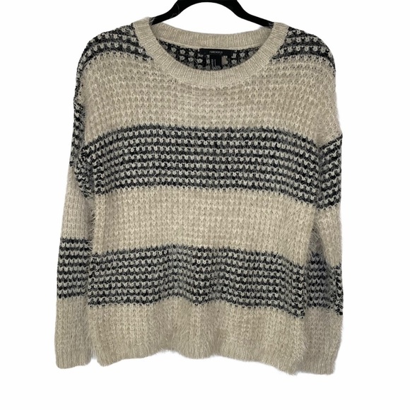 Forever 21 Black/Cream Soft Eyelash Knit Sweater - Picture 1 of 10
